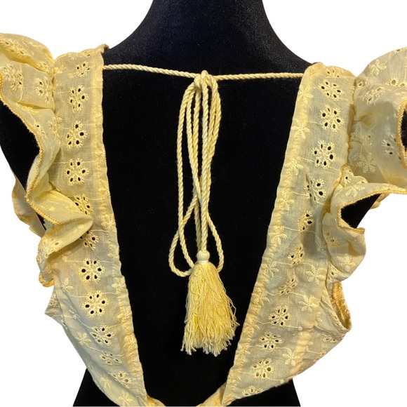 NWOT SHEIN Yellow Schiffy Ruffle Trim Knot Back Crop Top Women’s Size XL - Picture 10 of 14